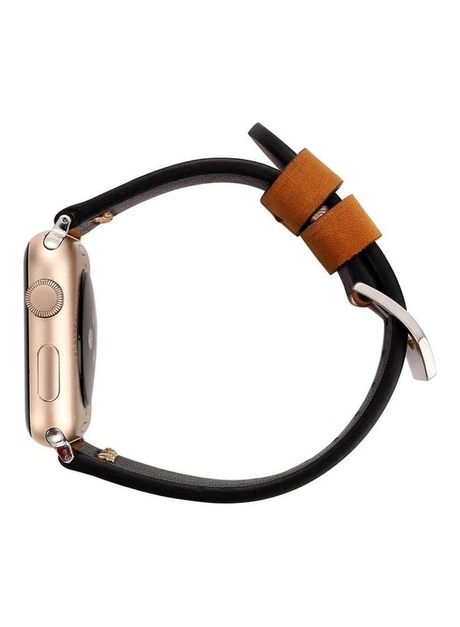 HuHa Retro XX Line Pattern Replacement Watch Band For Apple Watch Series 3 & 2 & 1 38mm Brown - Image 5