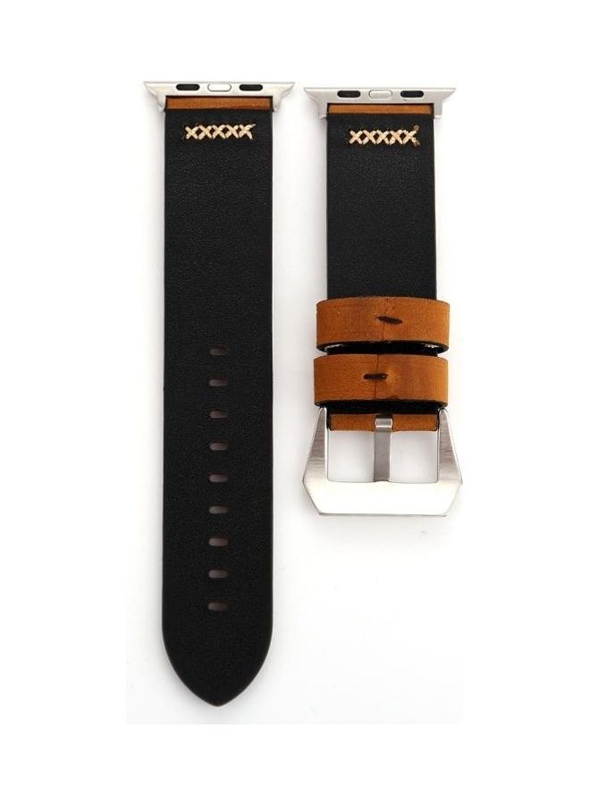 HuHa Retro XX Line Pattern Replacement Watch Band For Apple Watch Series 3 & 2 & 1 38mm Brown - Image 3