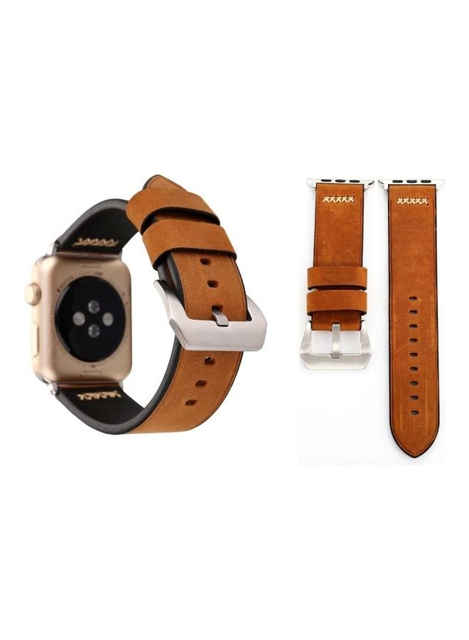 HuHa Retro XX Line Pattern Replacement Watch Band For Apple Watch Series 3 & 2 & 1 38mm Brown - Image 1