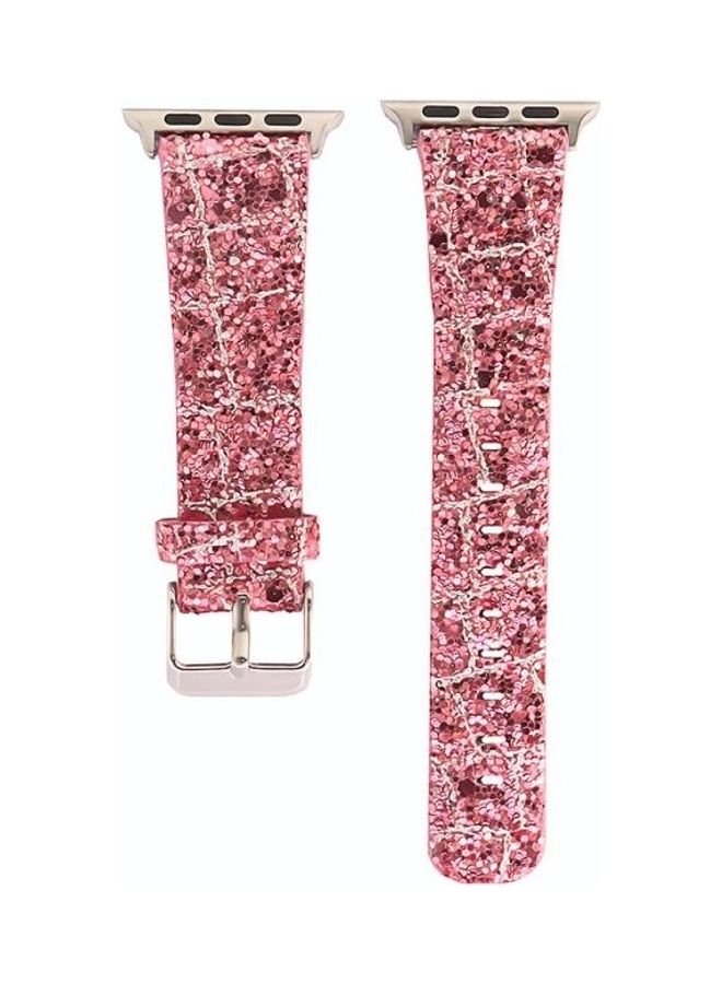 HuHa Ethnic Replacement Watchband For Apple Watch Series 1/2/3/4/5/6/7/SE 38/40/41mm Pink/Silver  - Image 1