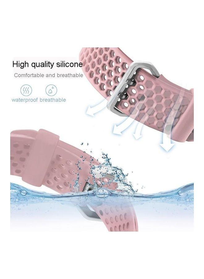 HuHa Two-Tone Honeycomb Breathable Silicone Sports Strap For Apple Watch Series 1/2/3/4/5/6/7/SE 38-40-41mm Light Pink - Image 3