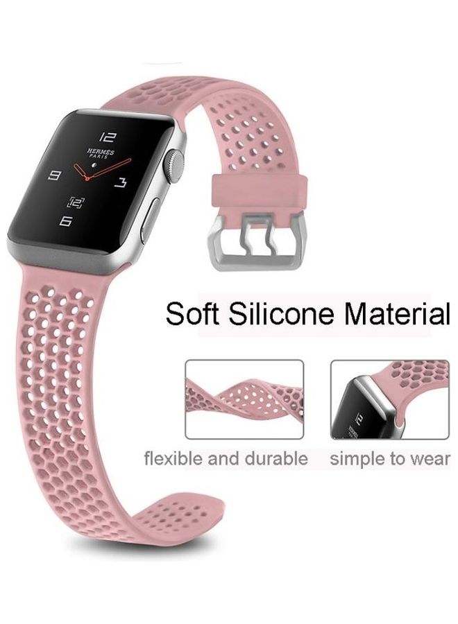 HuHa Two-Tone Honeycomb Breathable Silicone Sports Strap For Apple Watch Series 1/2/3/4/5/6/7/SE 38-40-41mm Light Pink - Image 5