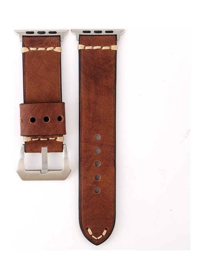 HuHa - Thick Sutures Retro Replacement Watch Band For Apple Watch Series 3 & 2 & 1 38mm Brown - Image 1