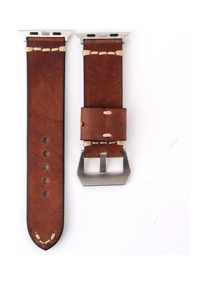 HuHa - Thick Sutures Retro Replacement Watch Band For Apple Watch Series 3 & 2 & 1 38mm Brown - Image 1