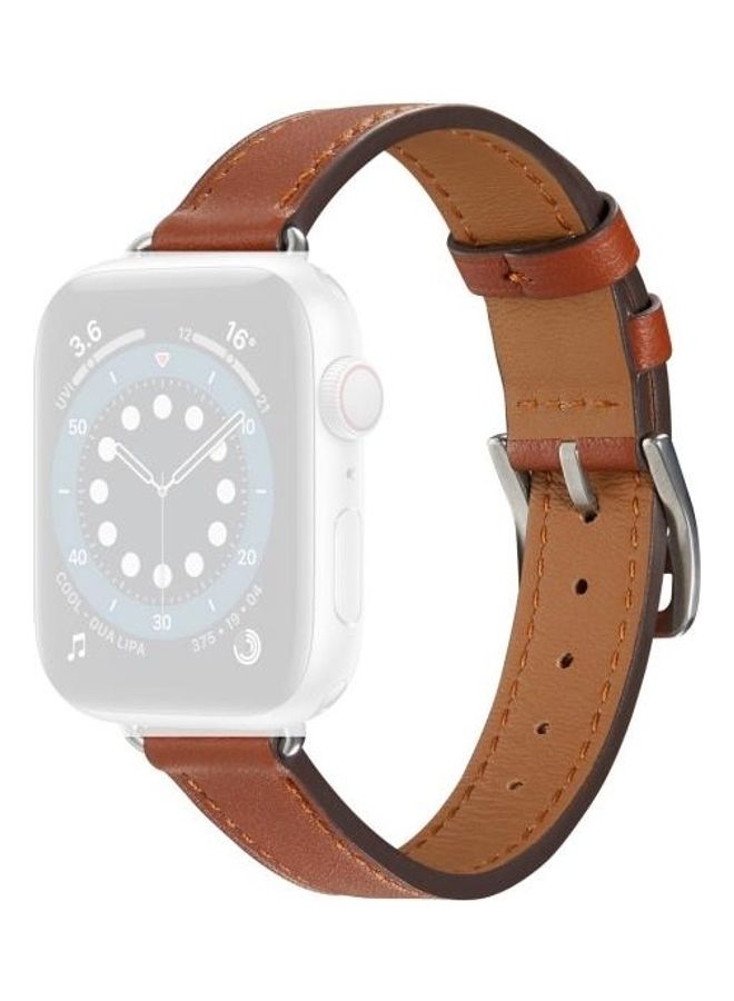 HuHa Replacement Strap Watchband For Apple Watch Series 7 45mm/6 & SE & 5 & 4 44mm/3 & 2 & 1 42mm Brown - Image 2
