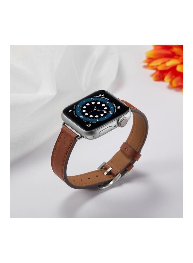HuHa Replacement Strap Watchband For Apple Watch Series 7 45mm/6 & SE & 5 & 4 44mm/3 & 2 & 1 42mm Brown - Image 5