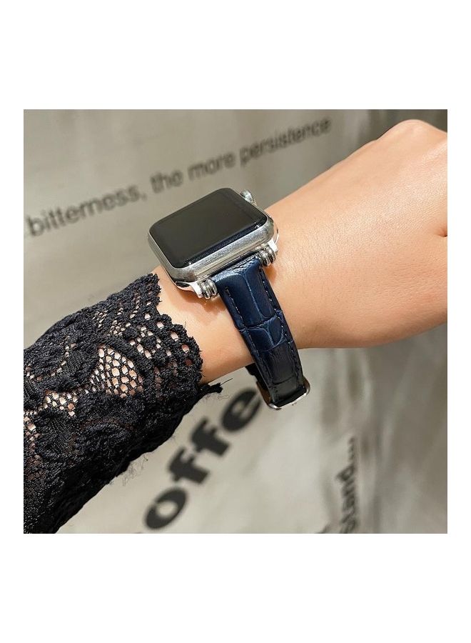 HuHa Bamboo Joint with Beads Replacement Watchband For Apple Watch Series 7 45mm/6 & SE & 5 & 4 44mm/3 & 2 & 1 42mm Blue - Image 4