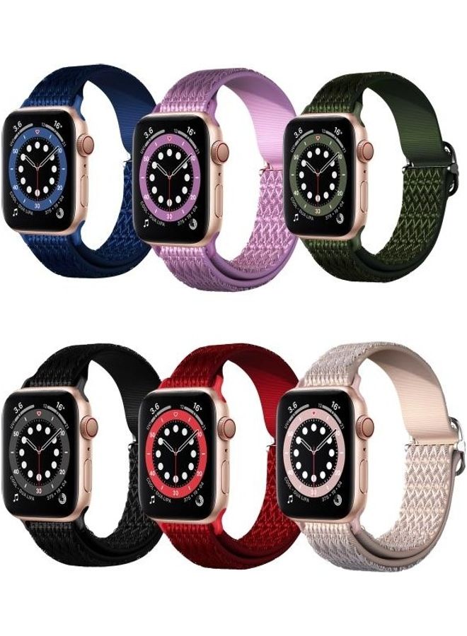 HuHa - Adjustable Rhombic Texture Elastic Replacement Watchband For Apple Watch Series 7 41mm/6 & SE & 5 & 4 40mm/3 & 2 & 1 38mm Blue - Image 1