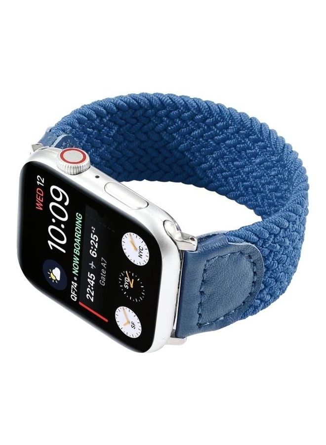 HuHa Braided Watchband For Apple Watch Series 7 45mm/6 & SE & 5 & 4 44mm/3 & 2 & 1 42mm Blue - Image 4