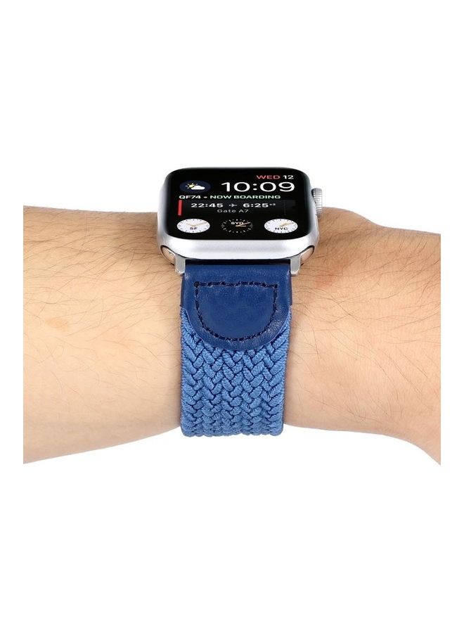HuHa Braided Watchband For Apple Watch Series 7 45mm/6 & SE & 5 & 4 44mm/3 & 2 & 1 42mm Blue - Image 5