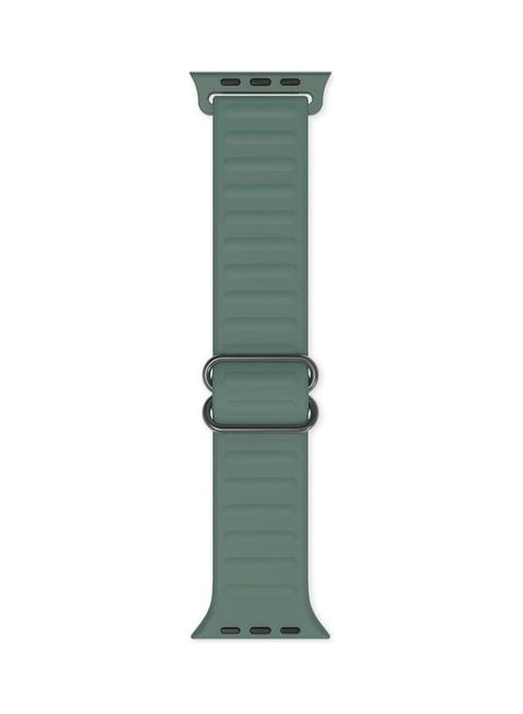Japanese Word Buckle Silicone Replacement Watchband for Apple Watch Series 7/6/SE/5/4/3/2/1 38/40/41mm Pine Needle Green