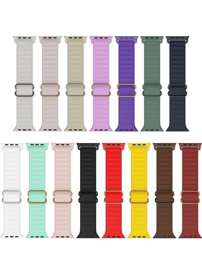 HuHa - Japanese Word Buckle Silicone Replacement Watchband for Apple Watch Series 7/6/SE/5/4/3/2/1 38/40/41mm Pine Needle Green - Image 1
