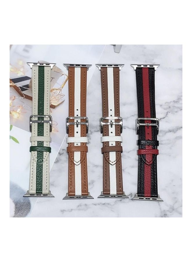 HuHa - Replacement Strap Watchband For Apple Watch Series 7 45mm/6 & SE & 5 & 4 44mm/ 3 & 2 & 1 42mm Brown/White - Image 1