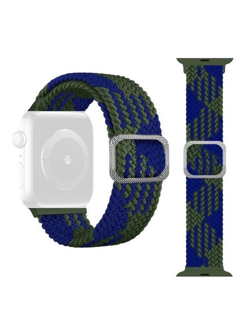 Braided Elastic Strap For Apple Watch Series 7 41mm/6 & SE & 5 & 4 40mm/3 & 2 & 1 38mm Blue Between Green