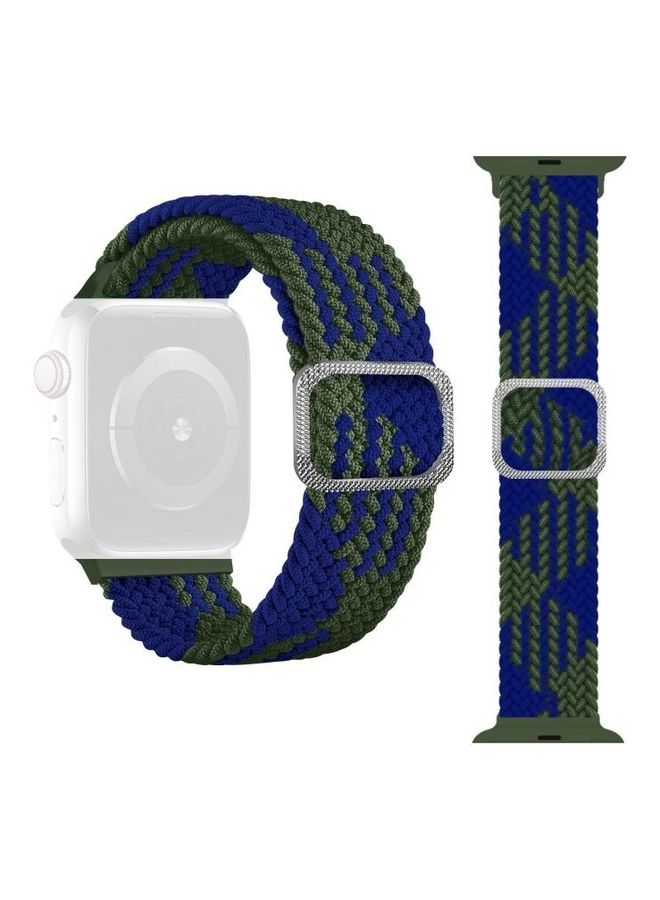 HuHa - Braided Elastic Strap For Apple Watch Series 7 41mm/6 & SE & 5 & 4 40mm/3 & 2 & 1 38mm Blue Between Green - Image 1
