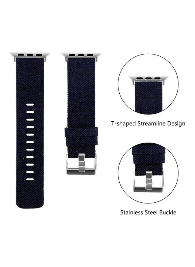 HuHa - D Style Canvas Wrist Strap For Apple Watch Series 7 45mm/6 & SE & 5 & 4 44mm/3 & 2 & 1 42mm Blue - Image 1