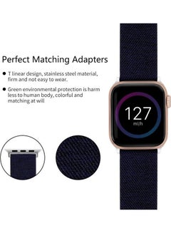 HuHa D Style Canvas Wrist Strap For Apple Watch Series 7 45mm/6 & SE & 5 & 4 44mm/3 & 2 & 1 42mm Blue  - Image 4