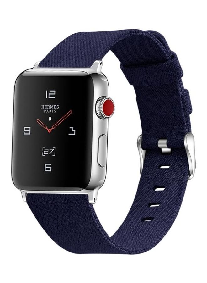 HuHa - D Style Canvas Wrist Strap For Apple Watch Series 7 45mm/6 & SE & 5 & 4 44mm/3 & 2 & 1 42mm Blue - Image 1