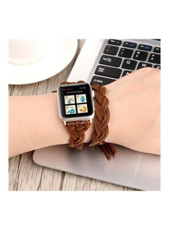 Hand-woven Leather Watchband for Apple Watch Series 7/6/SE/5/4/3/2/1 38/40/41mm Dark Brown