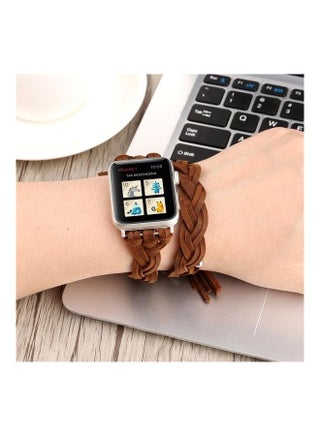 Hand-woven Leather Watchband for Apple Watch Series 7/6/SE/5/4/3/2/1 38/40/41mm Dark Brown - v1634545229/N51418025A_1