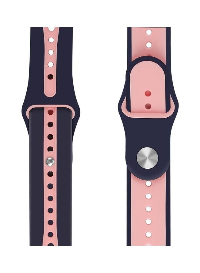 HuHa Two-tone Silicone Open Watchband for Apple Watch Series 7/6/SE/5/4/3/2/1 42/44/45mm Blue/Pink - Image 2