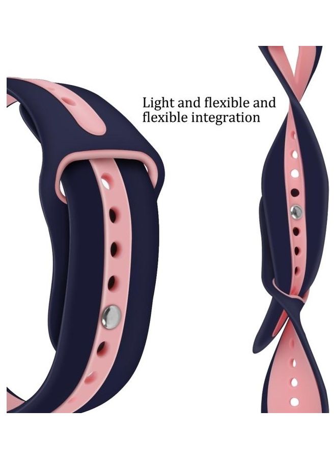 HuHa Two-tone Silicone Open Watchband for Apple Watch Series 7/6/SE/5/4/3/2/1 42/44/45mm Blue/Pink - Image 4