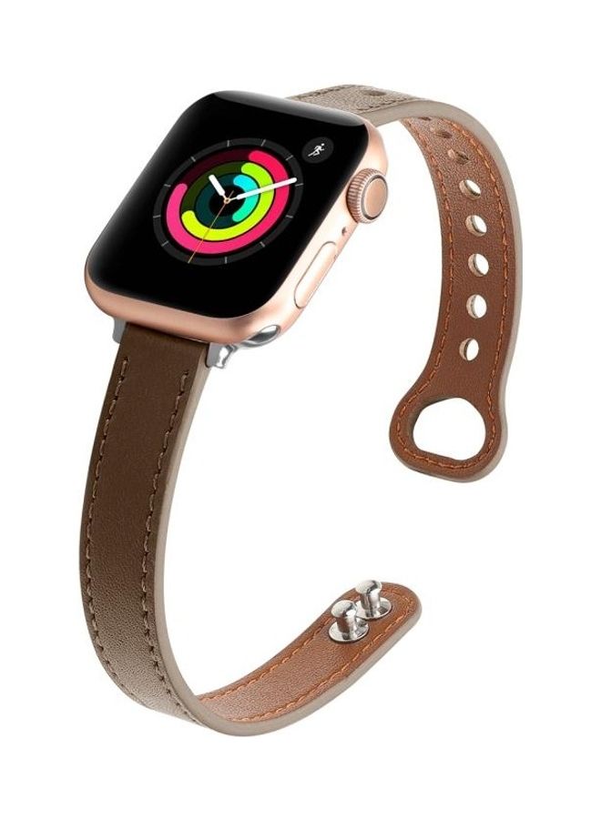 HuHa Replacement Watchbands For Apple Watch Series 7 45mm/6 & SE & 5 & 4 44mm/3 & 2 & 1 42mm Brown - Image 2