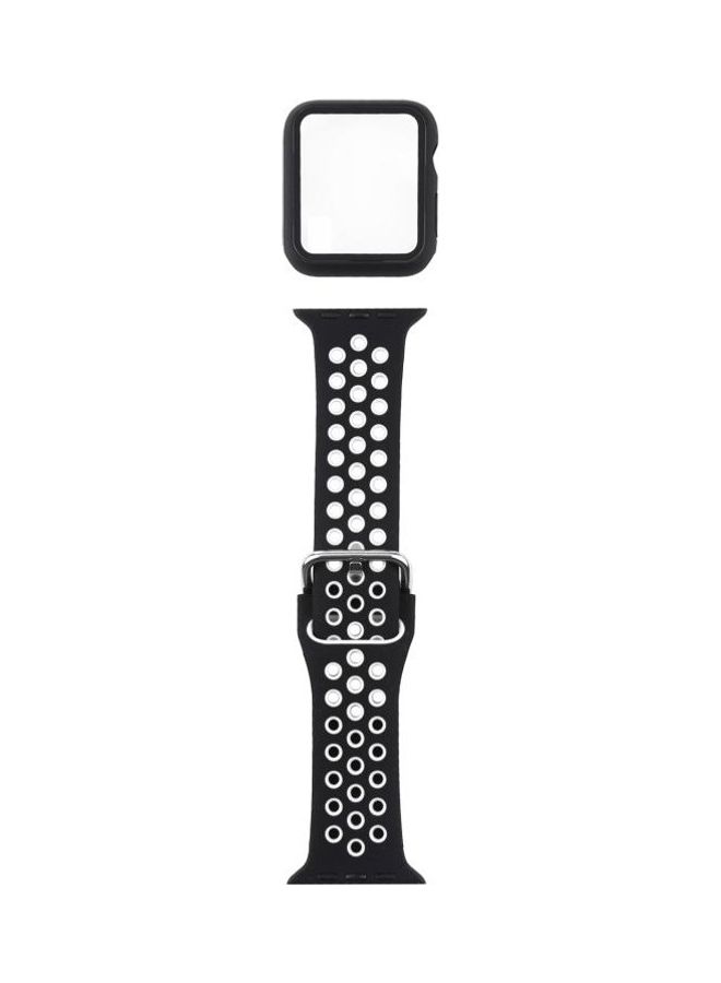 HuHa Silicone Replacement Strap with Screen Protector For Apple Watch Series 6/5/4/ 44mm Black  - Image 1