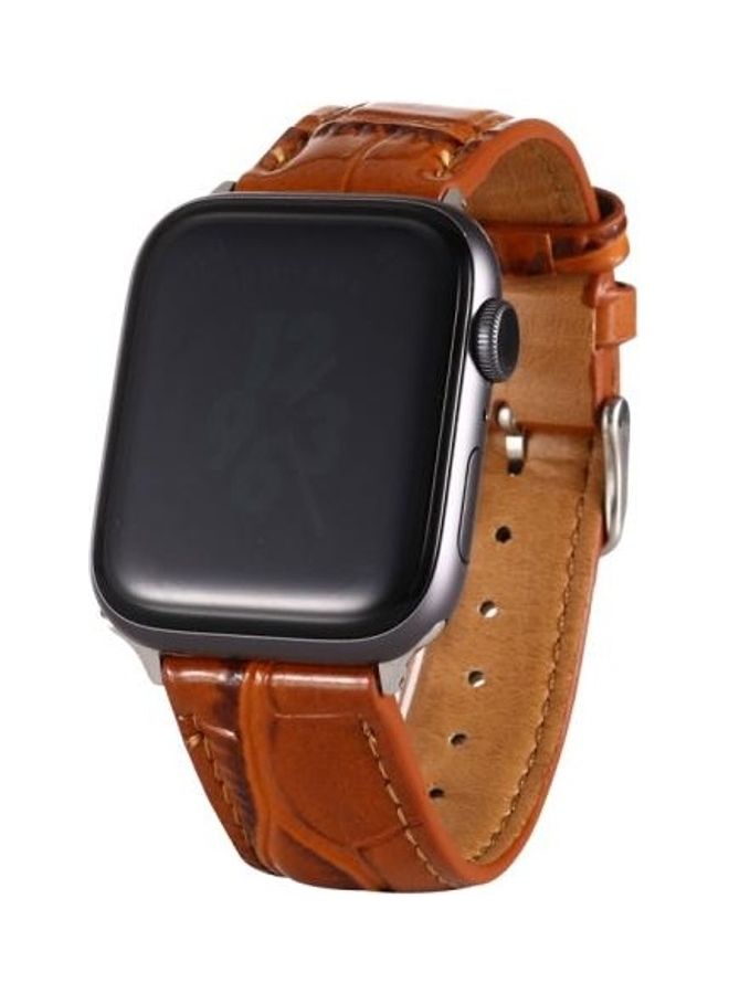 HuHa Crocodile Texture Relacement Watch Band For Apple Watch Series 7 41mm/6 & SE & 5 & 4 40mm/3 & 2 & 1 38mm Brown - Image 4