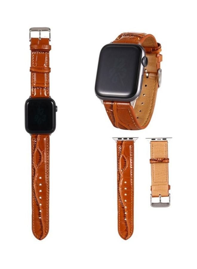 HuHa Crocodile Texture Relacement Watch Band For Apple Watch Series 7 41mm/6 & SE & 5 & 4 40mm/3 & 2 & 1 38mm Brown - Image 1