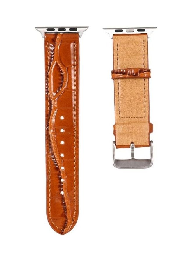HuHa Crocodile Texture Relacement Watch Band For Apple Watch Series 7 41mm/6 & SE & 5 & 4 40mm/3 & 2 & 1 38mm Brown - Image 2