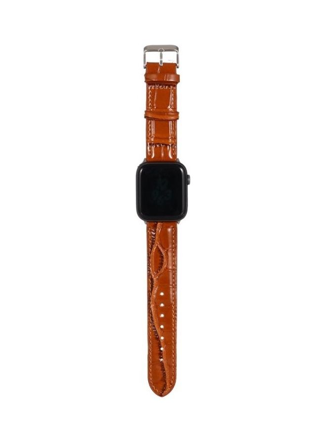 HuHa Crocodile Texture Relacement Watch Band For Apple Watch Series 7 41mm/6 & SE & 5 & 4 40mm/3 & 2 & 1 38mm Brown - Image 3