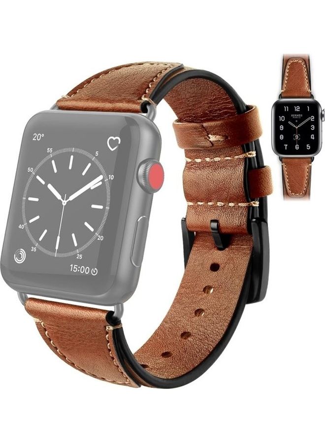 HuHa Nail Style Replacement Watchband For Apple Watch Series 7 45mm/6 & SE & 5 & 4 44mm/3 & 2 & 1 42mm Brown - Image 1