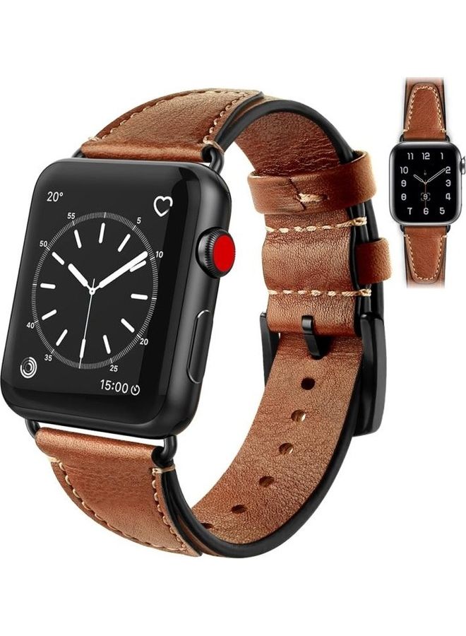 HuHa Nail Style Replacement Watchband For Apple Watch Series 7 45mm/6 & SE & 5 & 4 44mm/3 & 2 & 1 42mm Brown - Image 3