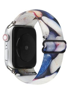Ethnic Style Watchband For Apple Watch Series 7 41mm/6 & SE & 5 & 4 40mm/3 & 2 & 1 38mm Blue White