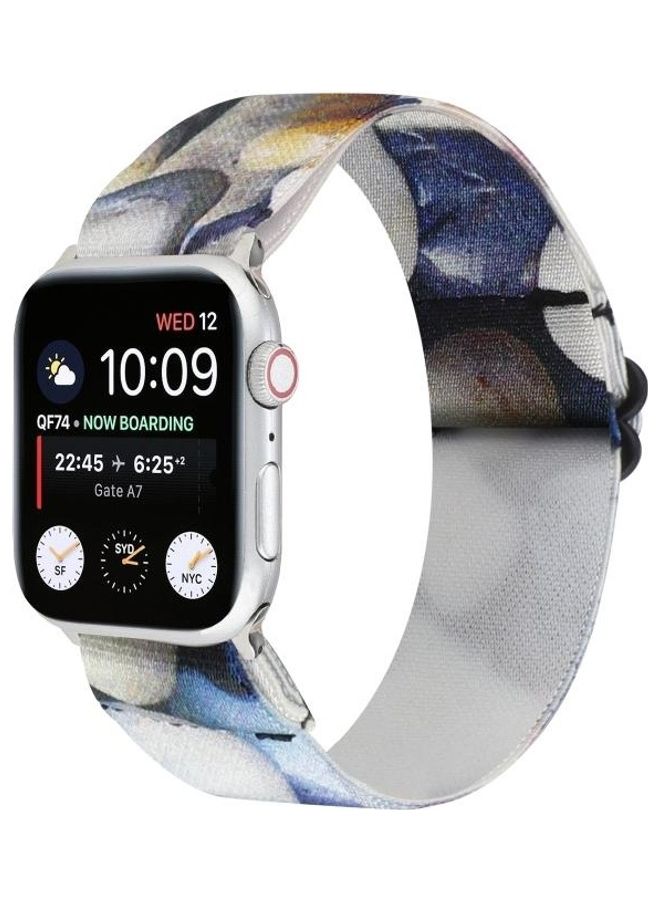 HuHa - Ethnic Style Watchband For Apple Watch Series 7 41mm/6 & SE & 5 & 4 40mm/3 & 2 & 1 38mm Blue White - Image 1
