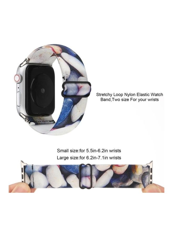 HuHa - Ethnic Style Watchband For Apple Watch Series 7 41mm/6 & SE & 5 & 4 40mm/3 & 2 & 1 38mm Blue White - Image 1