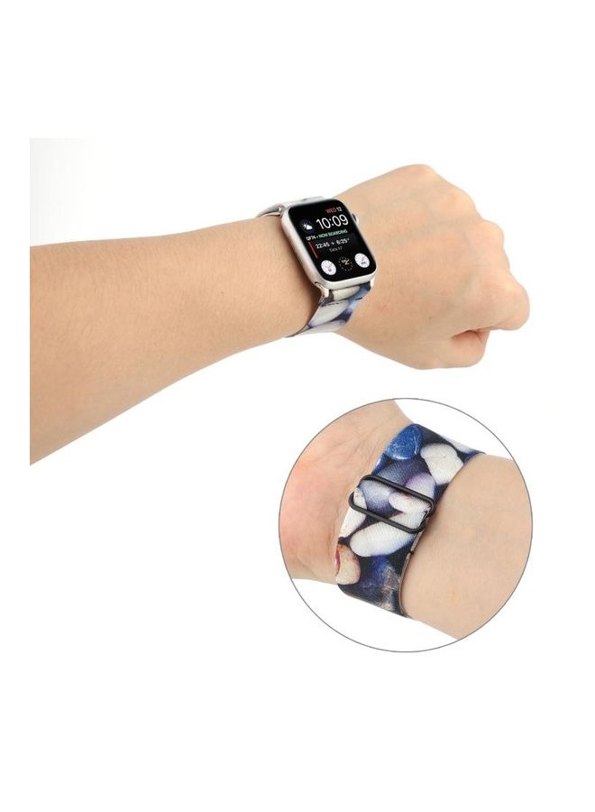 HuHa - Ethnic Style Watchband For Apple Watch Series 7 41mm/6 & SE & 5 & 4 40mm/3 & 2 & 1 38mm Blue White - Image 1