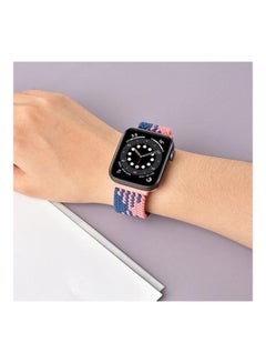 HuHa Elastic Strap Watchband For Apple Watch Series 7 41mm/6 & SE & 5 & 4 40mm/3 & 2 & 1 38mm Blue White  - Image 3