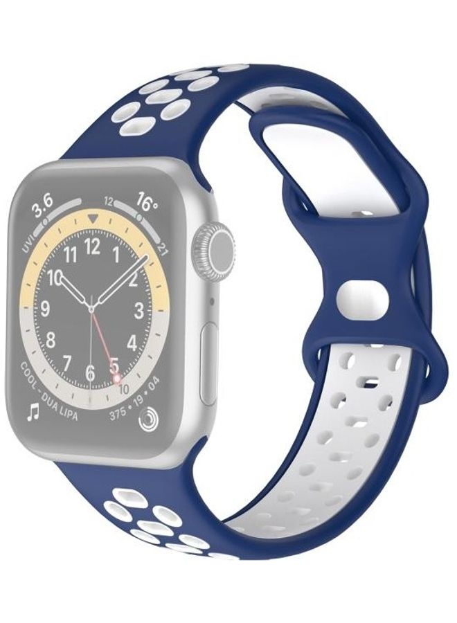 HuHa Replacement Wrist Strap For Apple Watch Series 7 41mm/6 & SE & 5 & 4 40mm/3 & 2 & 1 38mm Blue/White - Image 2