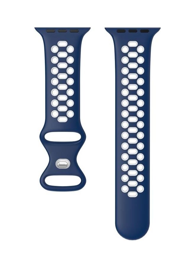 HuHa Replacement Wrist Strap For Apple Watch Series 7 41mm/6 & SE & 5 & 4 40mm/3 & 2 & 1 38mm Blue/White - Image 1