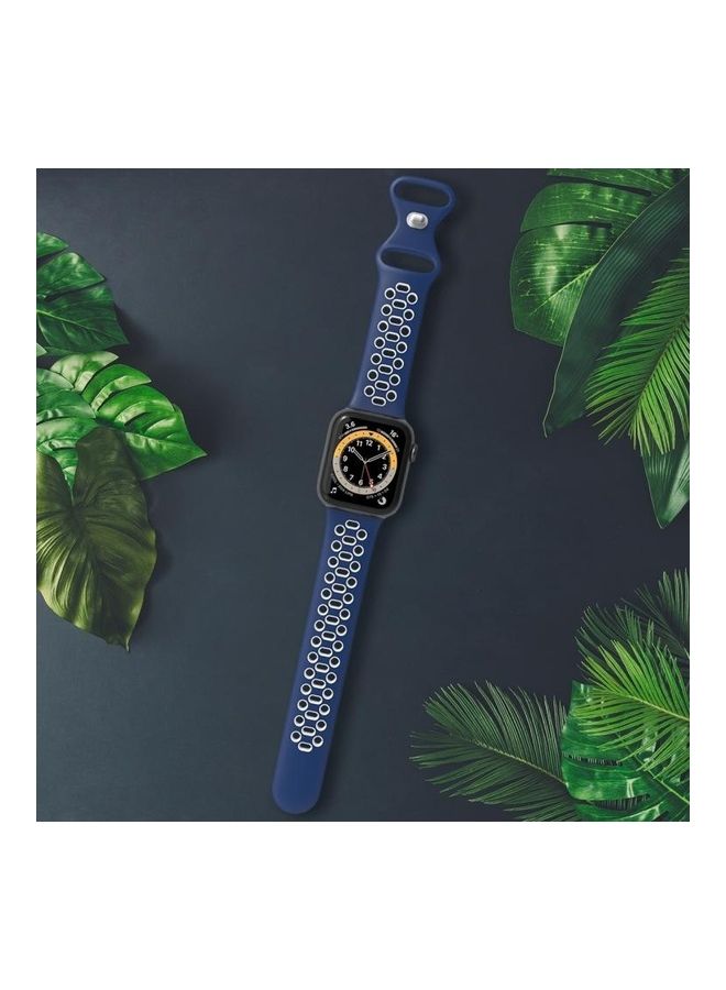 HuHa Replacement Wrist Strap For Apple Watch Series 7 41mm/6 & SE & 5 & 4 40mm/3 & 2 & 1 38mm Blue/White - Image 5