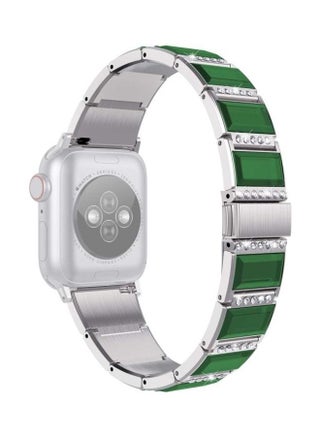 Watchband For Apple Watch Series 7 6 & SE & 5 & 4 3 & 2 & 1 Silver/Green - v1634545599/N51421801A_1