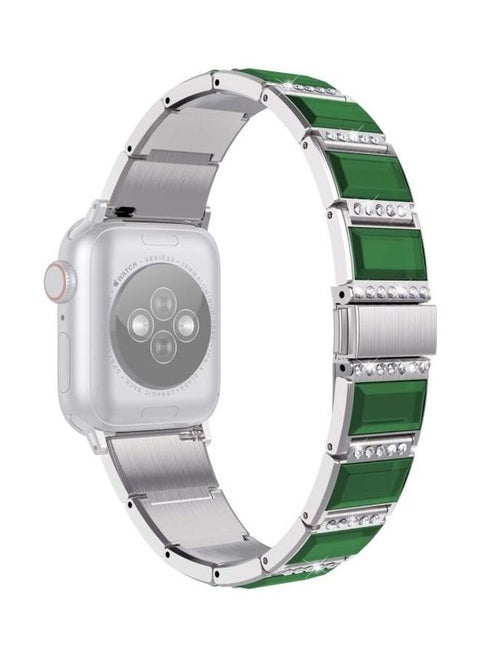Watchband For Apple Watch Series 7 6 & SE & 5 & 4 3 & 2 & 1 Silver/Green