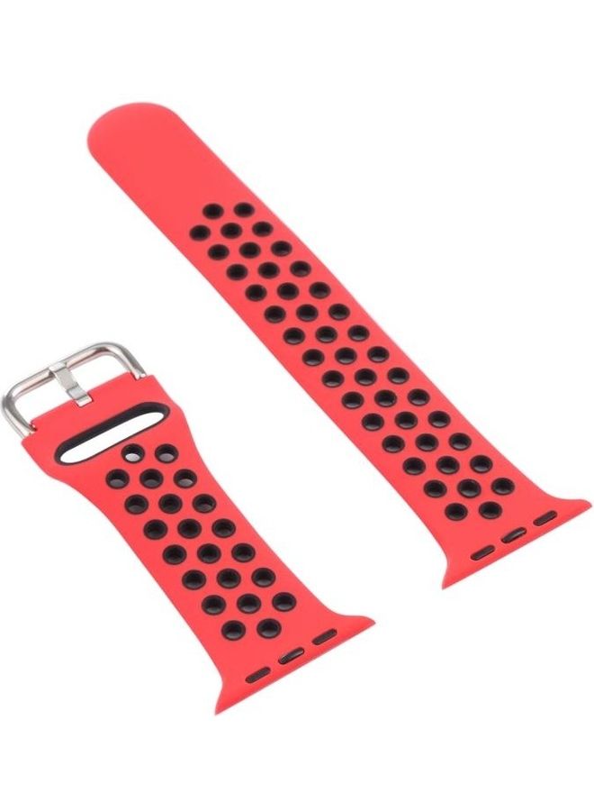 HuHa Silicone Replacement Strap with Screen Protector For Apple Watch Series 3/2/1 38mm Red/Black - Image 2