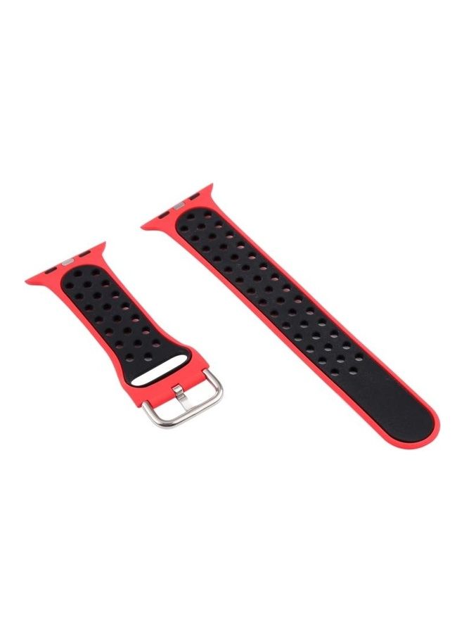 HuHa Silicone Replacement Strap with Screen Protector For Apple Watch Series 3/2/1 38mm Red/Black - Image 3