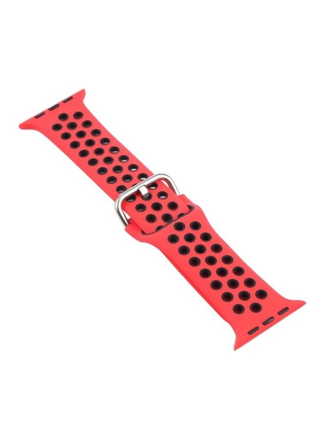 HuHa Silicone Replacement Strap with Screen Protector For Apple Watch Series 3/2/1 38mm Red/Black - Image 4