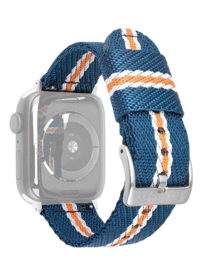HuHa Replacement Watch Strap For Apple Watch Series 7 45mm/6 & SE & 5 & 4 44mm/3 & 2 & 1 42mm Blue/White/Yellow - Image 1