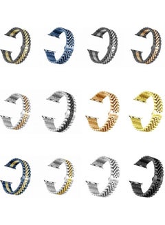 HuHa Man Five Beads Replacement Watchbands For Apple Watch Series 7 45mm/6 & SE & 5 & 4 44mm/3 & 2 & 1 42mm Blue  - Image 3