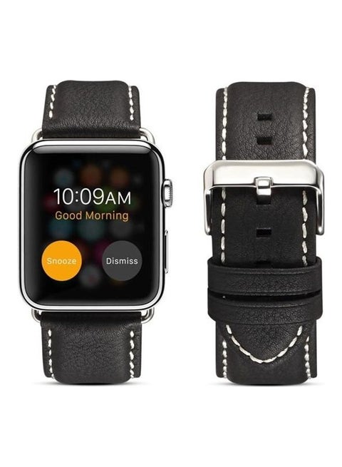 Environmental Protection Genuine Strap Watchband For Apple Watch Series 7 45mm/6 & SE & 5 & 4 44mm/3 & 2 & 1 42mm Black